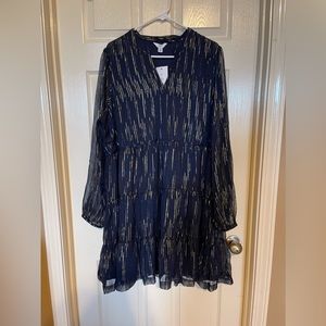 Crown & Ivy Navy And Gold Sparkle Dress